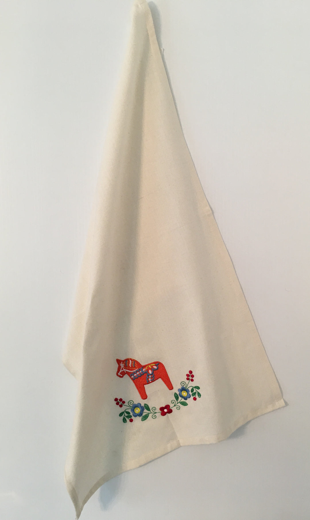 Dish Towel - Dala Horse and flowers