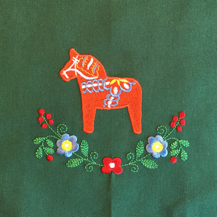 Dish Towel - Dala Horse and flowers