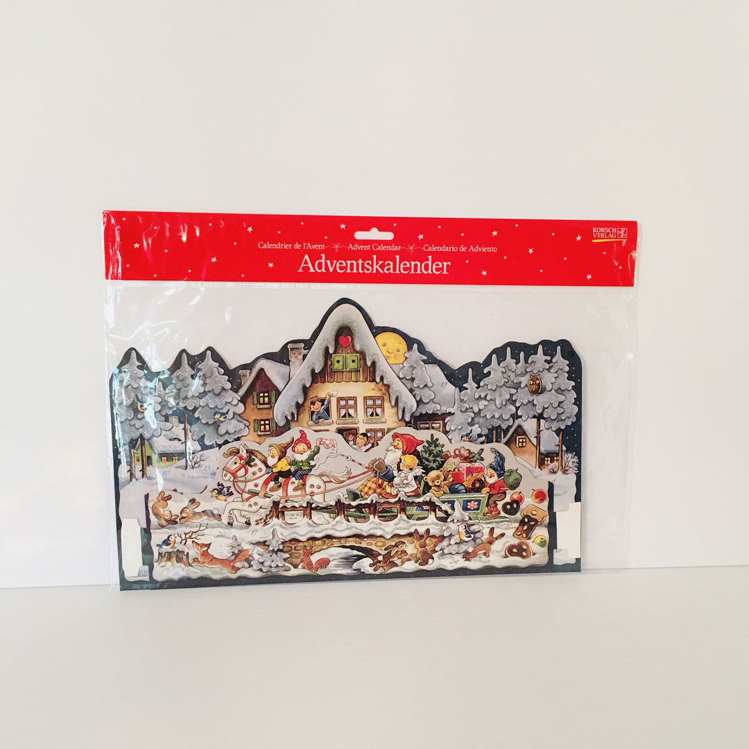 Father Christmas in Sleigh with Elves Advent Calendar