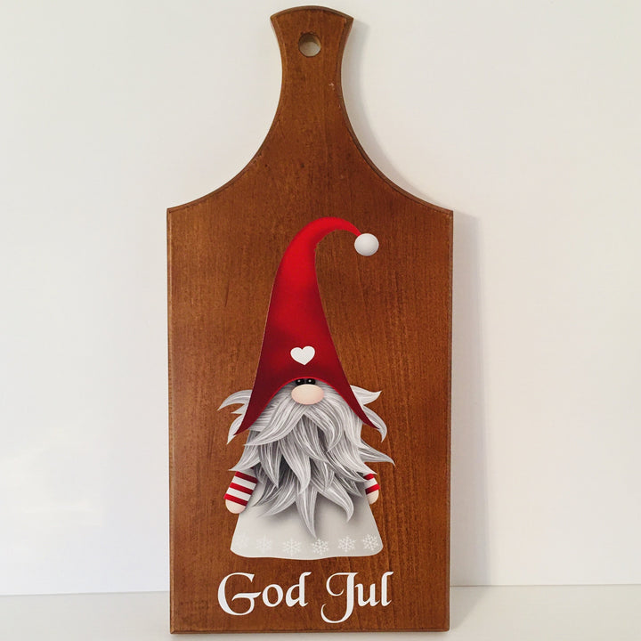 Wooden Cutting Board - God Jul Gnome