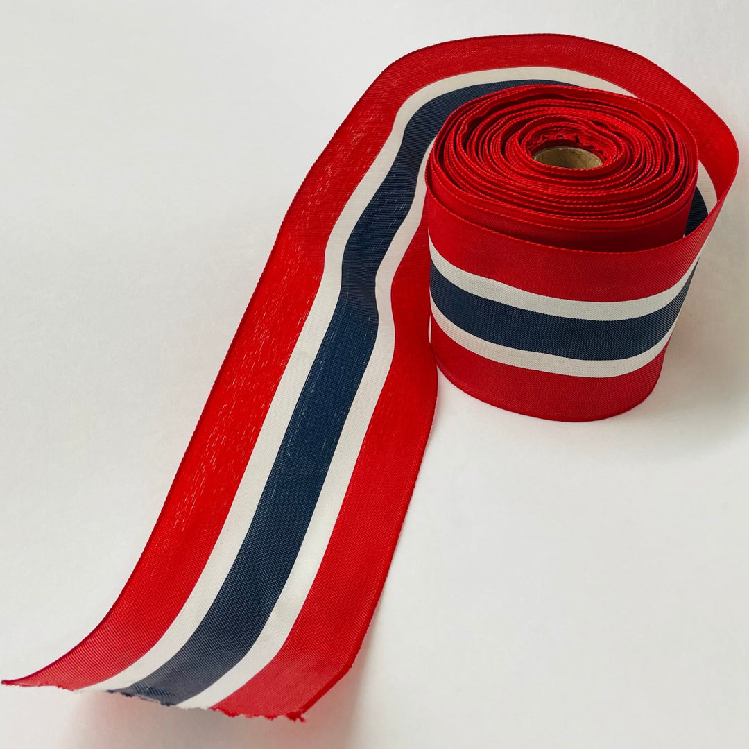 Fabric Ribbon Trim by the yard - Red, white & blue