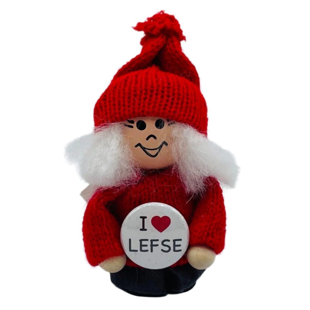 Swedish tomte with I Love Lefse