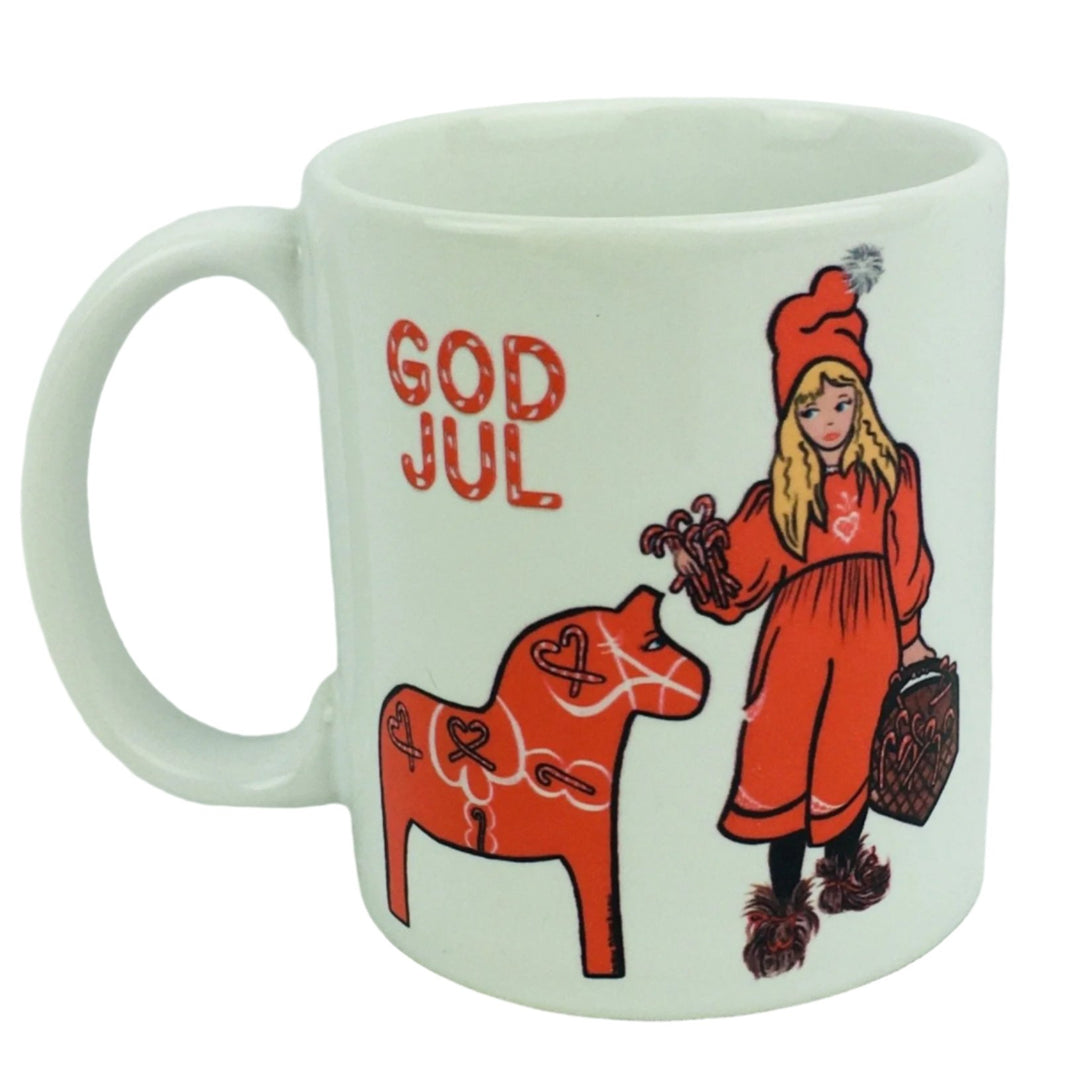 Apple girl & Dala horse coffee mug