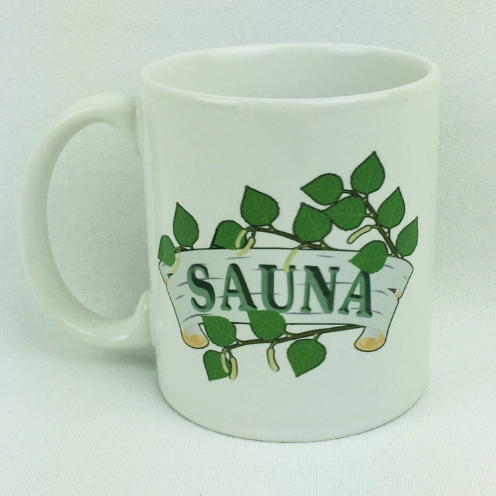 Sauna with birch leaves coffee mug