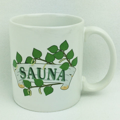 Sauna with birch leaves coffee mug
