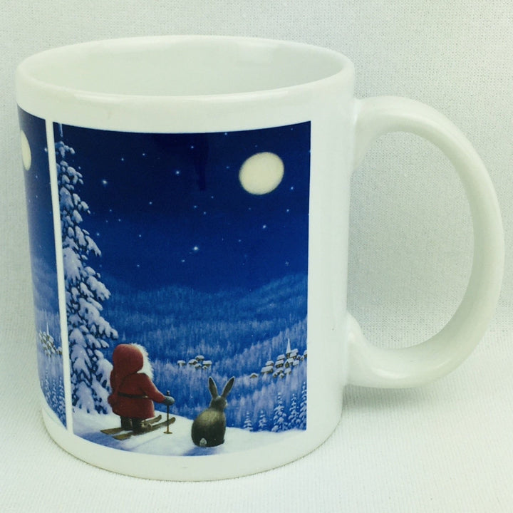 Eva Melhuish Tomte on Skiis with Bunny coffee mug