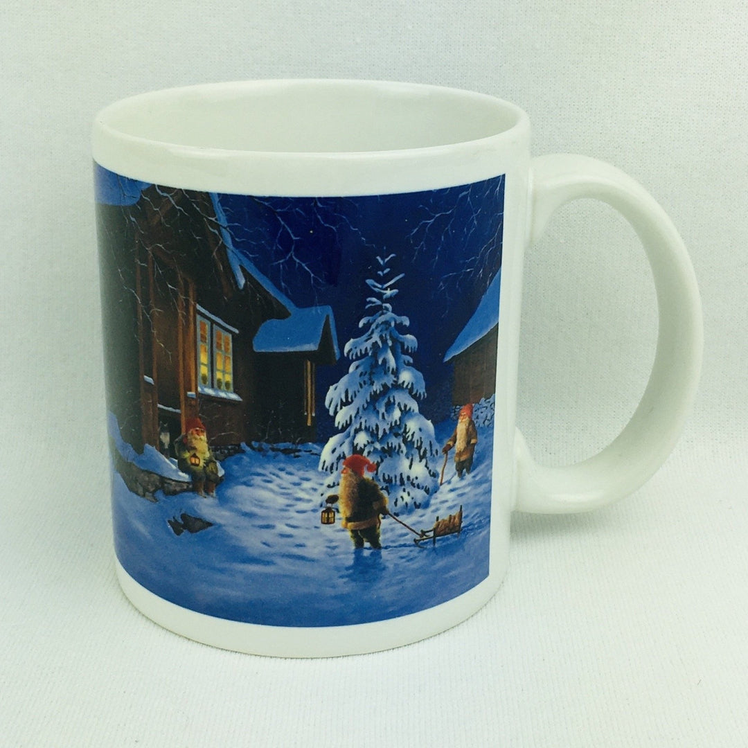 Jan Bergerlind Tomte sitting on porch coffee mug