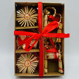 Straw ornament set - 16 pc box