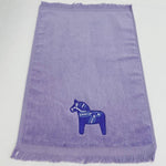 SALE Finger tip towel - Purple Dala Horse on Lavender
