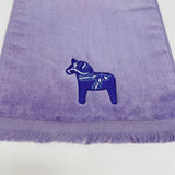 SALE Finger tip towel - Purple Dala Horse on Lavender