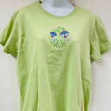 Flower on Pistachio Green Ladies T-shirt