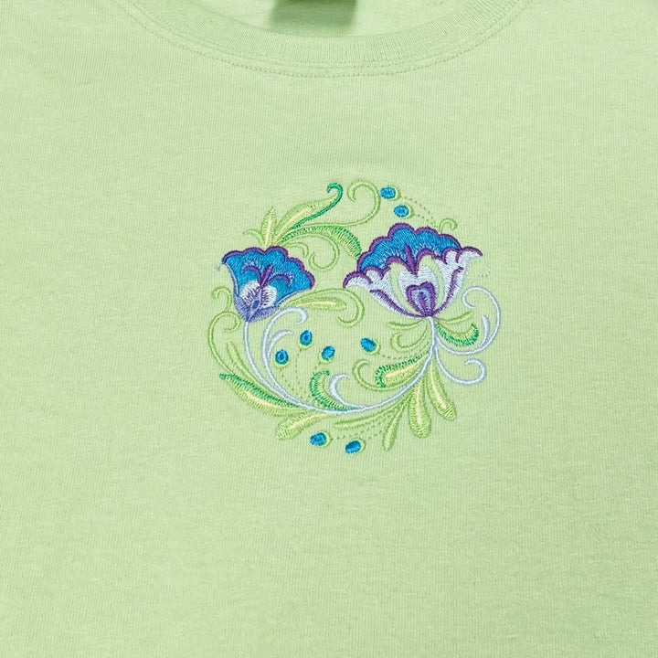 Flower on Pistachio Green Ladies T-shirt