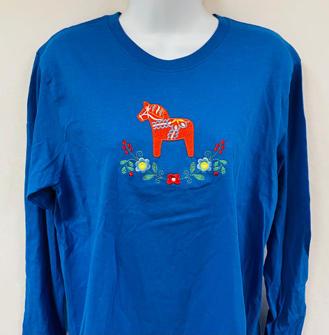 Dala Horse & Flowers Ladies Long Sleeve T-shirt