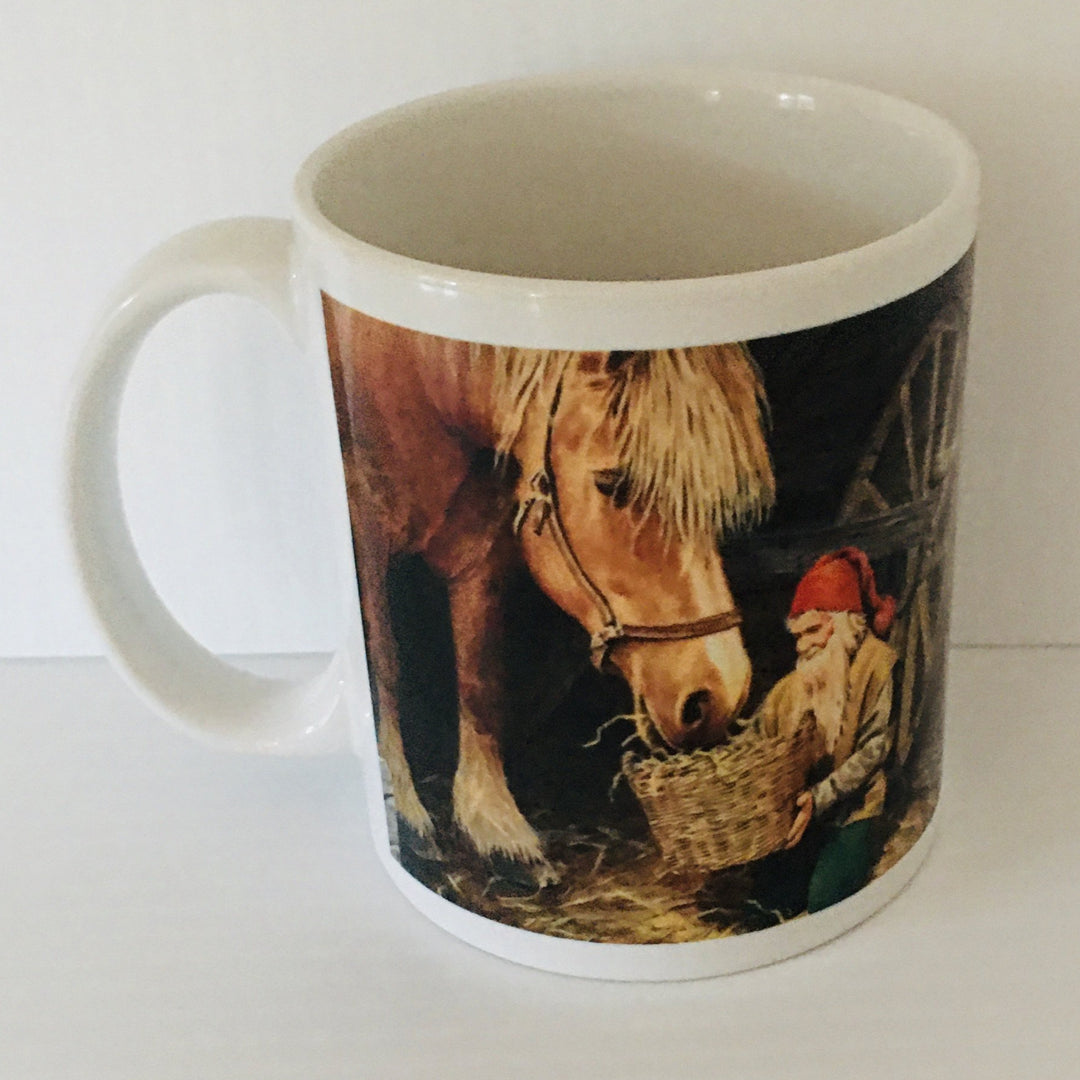 Jan Bergerlind Tomte feeding horse coffee mug