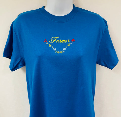 Farmor Flower T-shirt on Royal Blue T-shirt