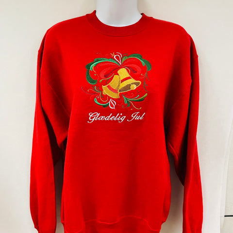 Sweatshirt - Glædelig Jul Christmas Bells on Red