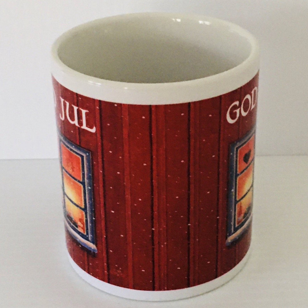 Eva Melhuish God Jul Red Window coffee mug