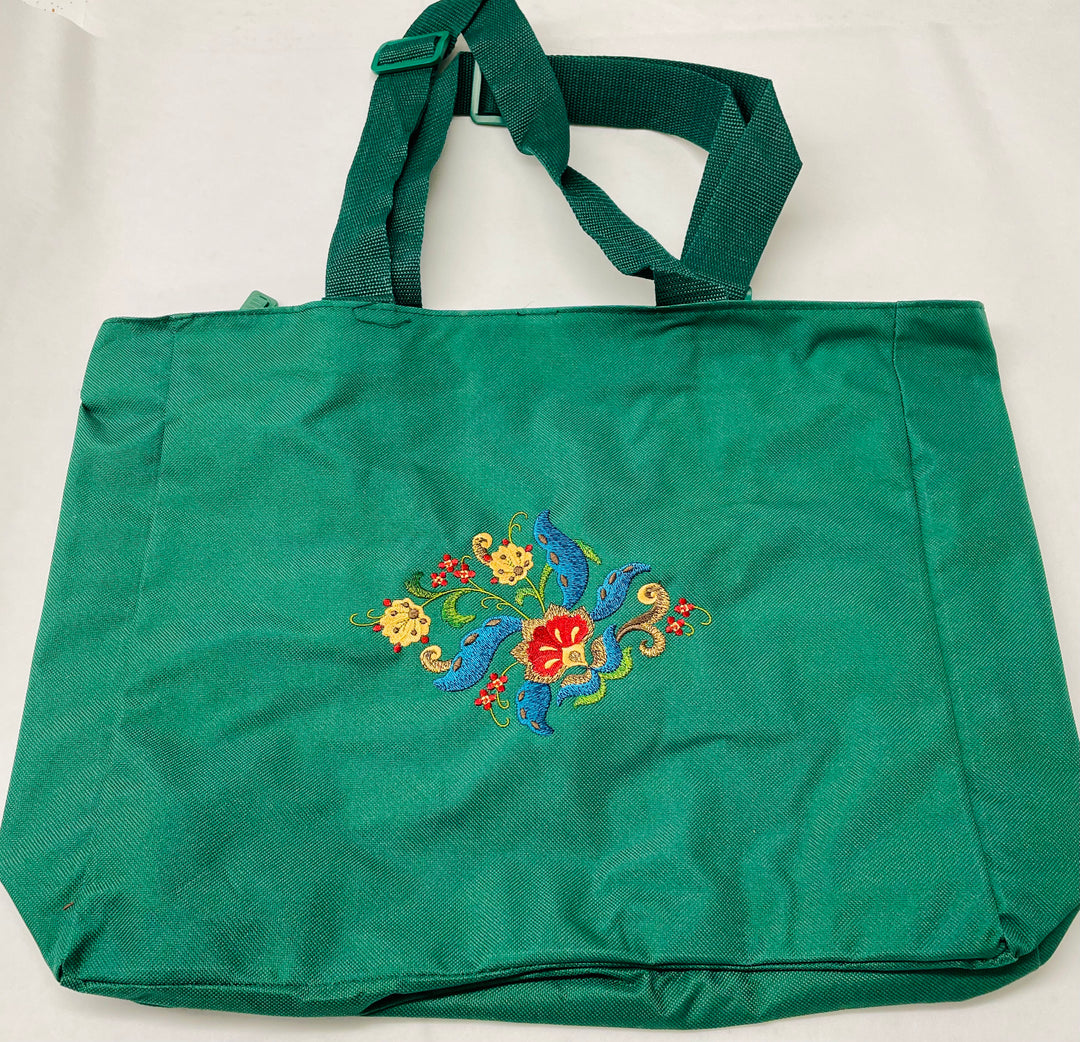 Nylon Tote Bag - Green with Rosemaling