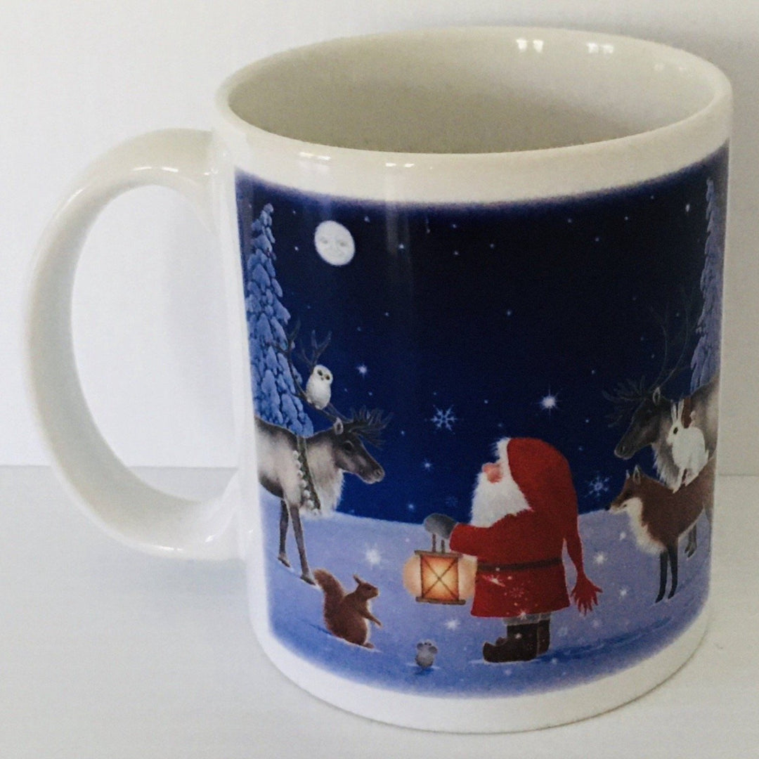 Eva Melhuish Tomte w/Reindeer & Owl coffee mug