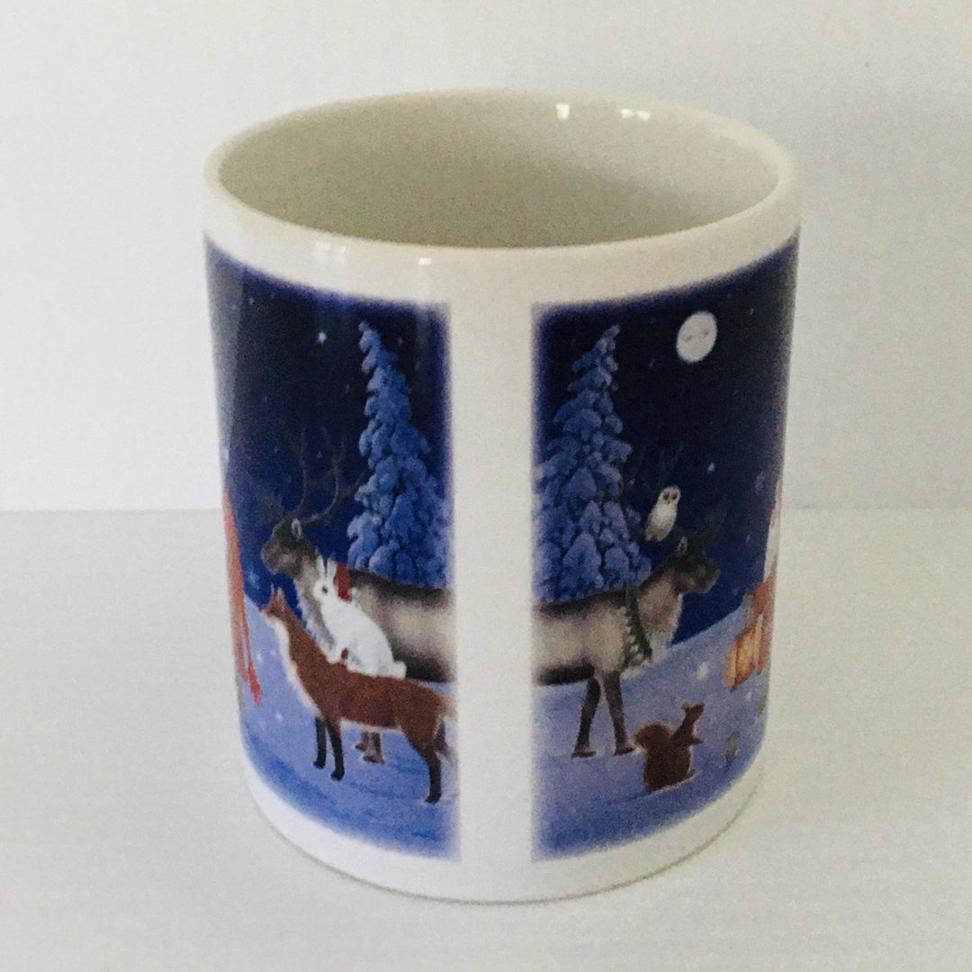 Eva Melhuish Tomte w/Reindeer & Owl coffee mug