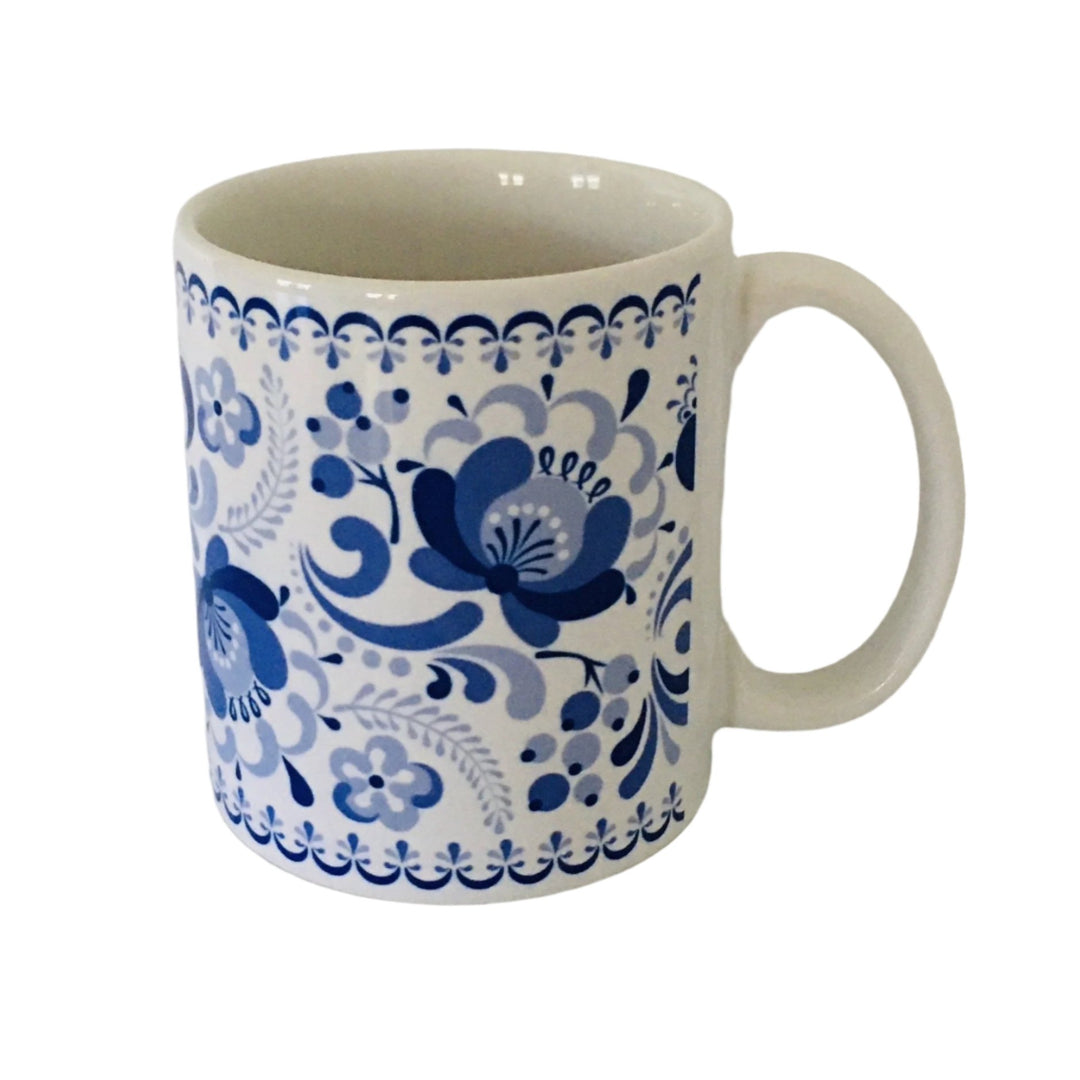 Blue Folk art flowers coffee mug