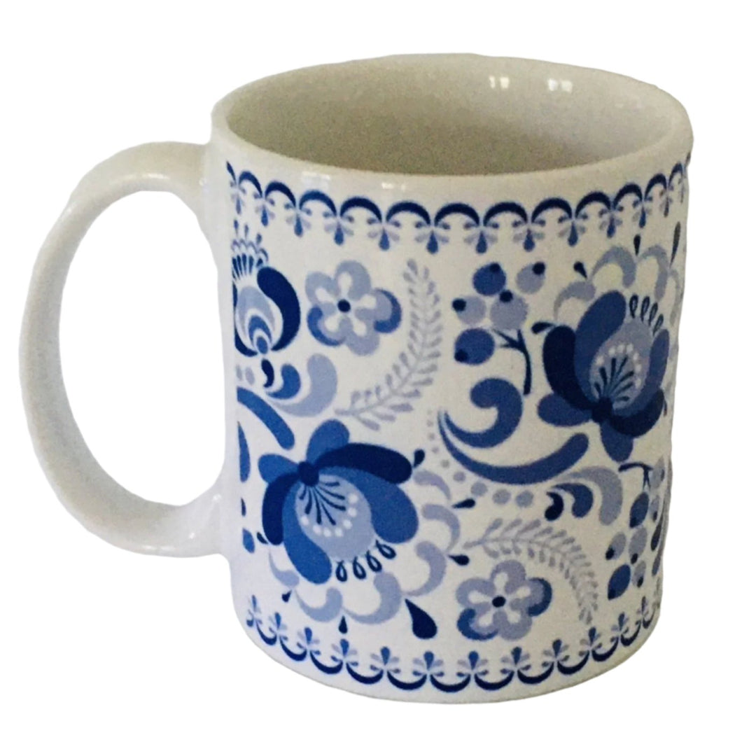 Blue Folk art flowers coffee mug