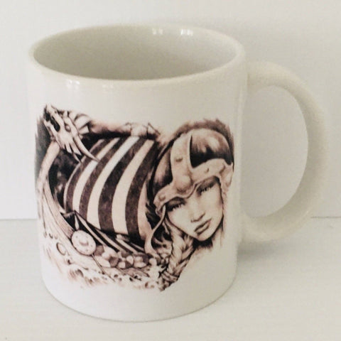 Micah Holland Viking Woman with Ship coffee mug