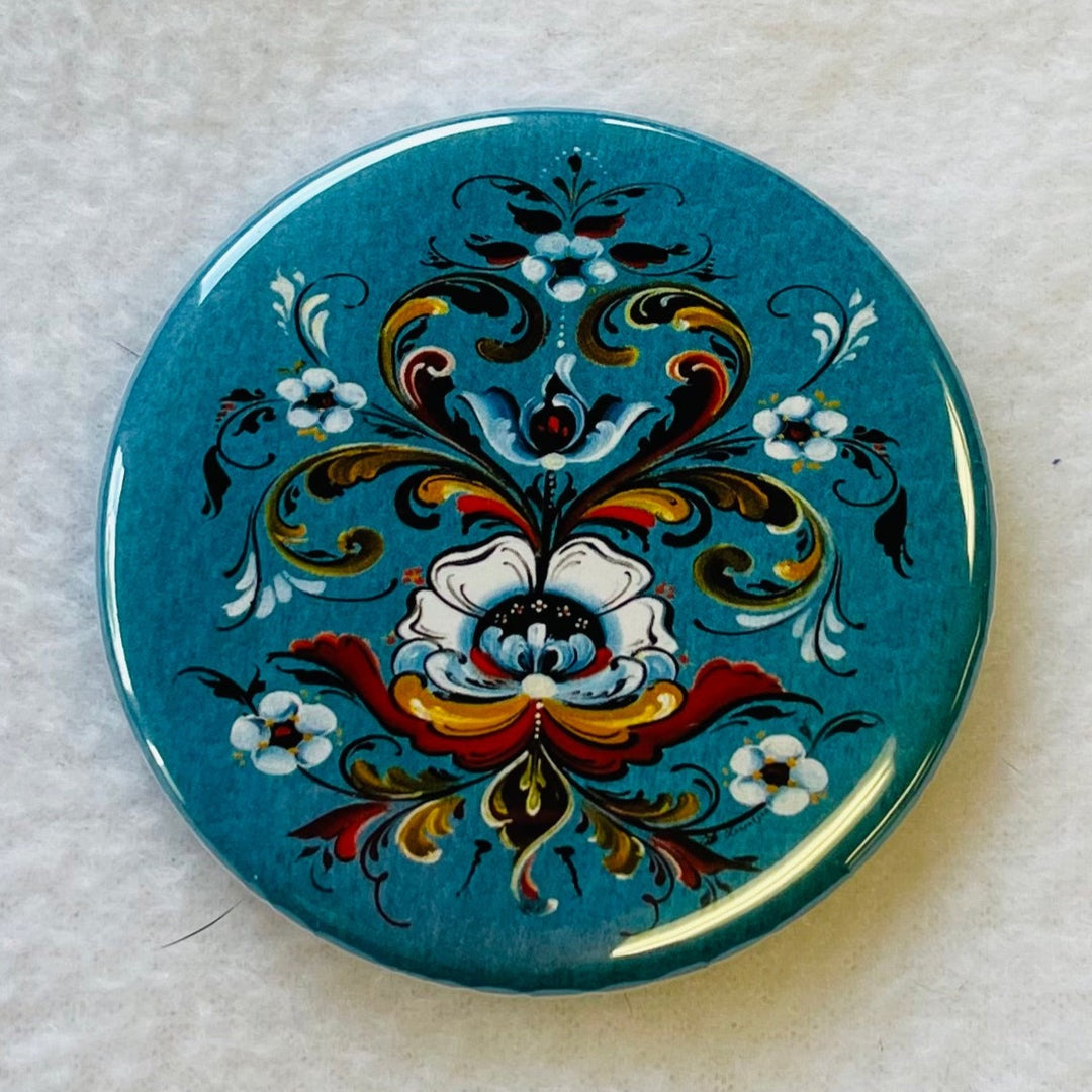 Lise Lorentzen Rosemaling round button/magnet