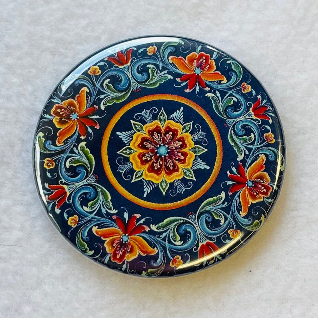 Lise Lorentzen Rosemaling round button/magnet