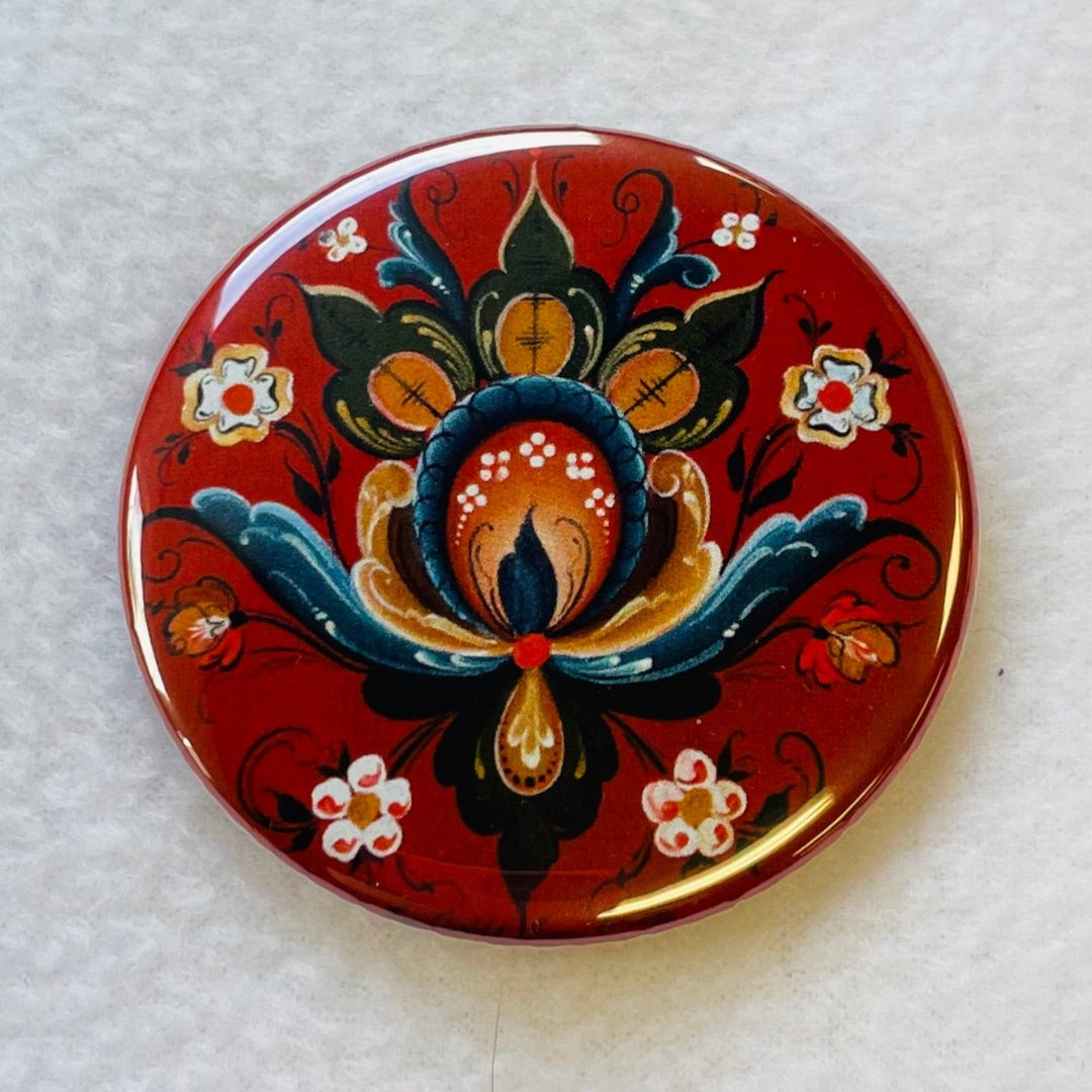 Lise Lorentzen Rosemaling round button/magnet