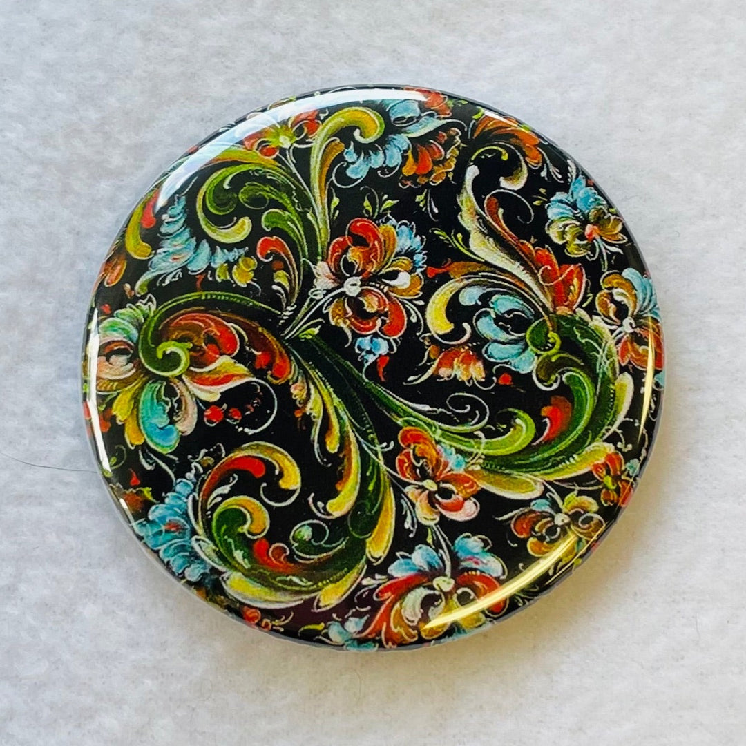 Lise Lorentzen Rosemaling round button/magnet