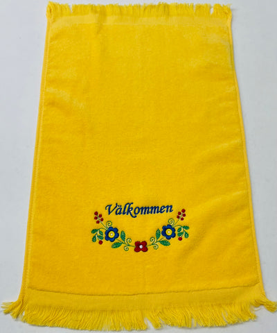 SALE Finger tip towel - Välkommen flowers on Yellow
