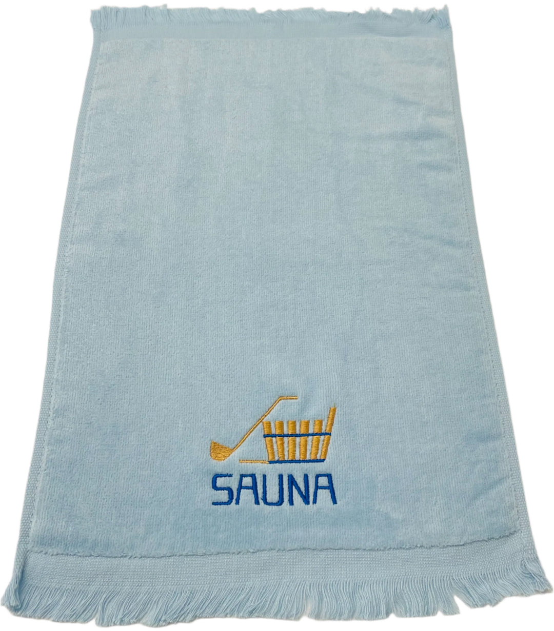 Finger tip towel - Sauna Bucket with Ladle on. Light Blue