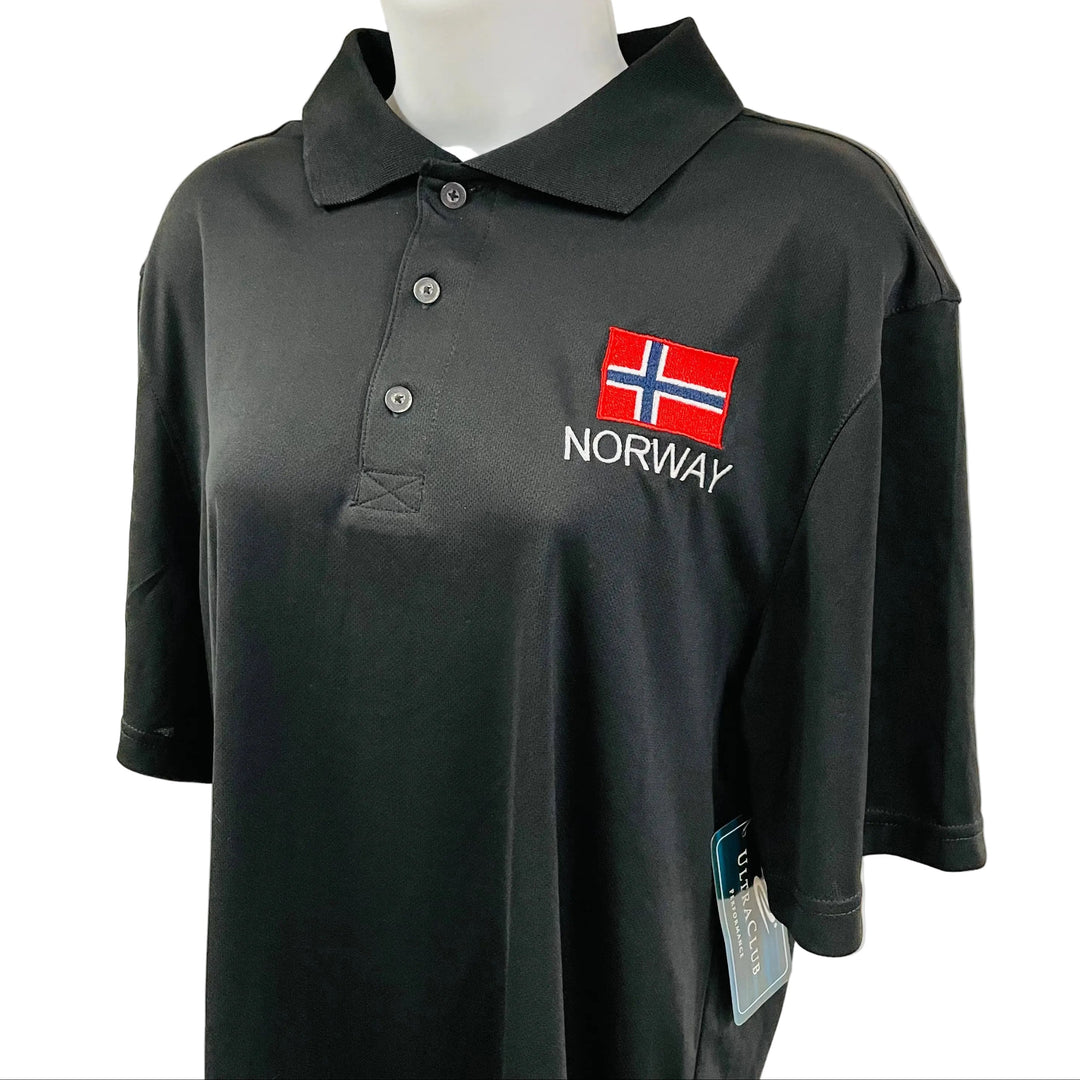 Ladies Polo - Norway Flag on Black
