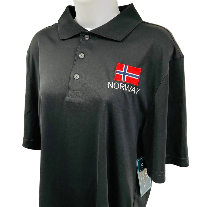 Ladies Polo - Norway Flag on Black