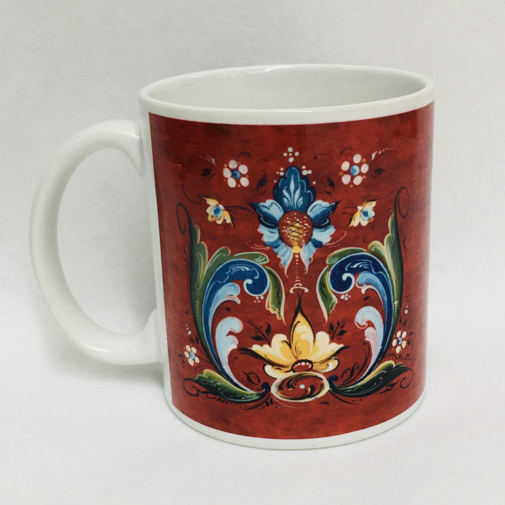 Lise Lorentzen Red Rosemaling coffee mug