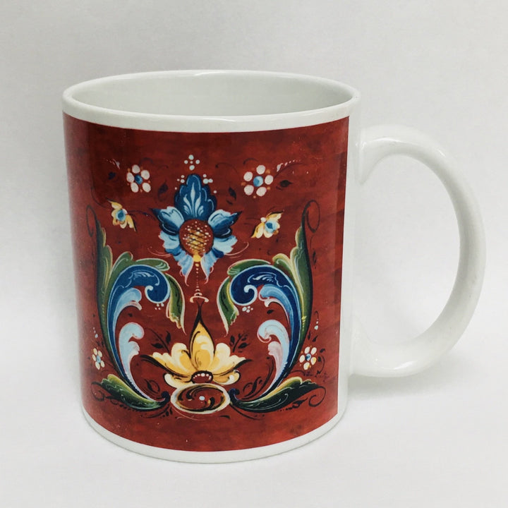 Lise Lorentzen Red Rosemaling coffee mug