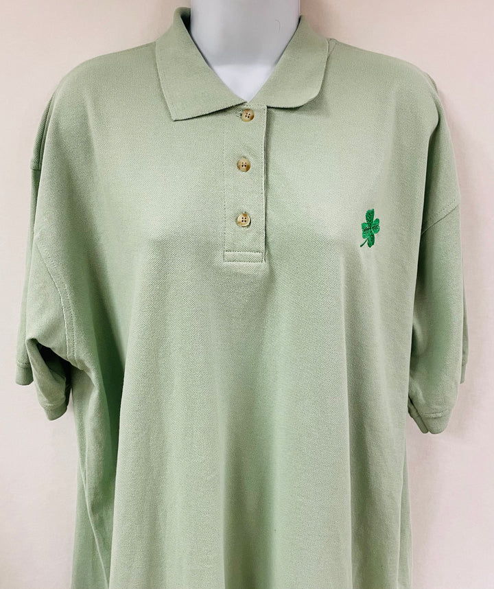 Shamrock on Sage Green Polo