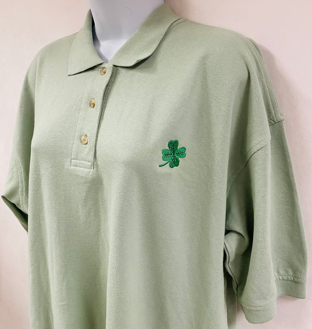 Shamrock on Sage Green Polo