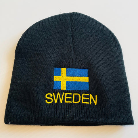 SALE Knit beanie hat - Sweden flag