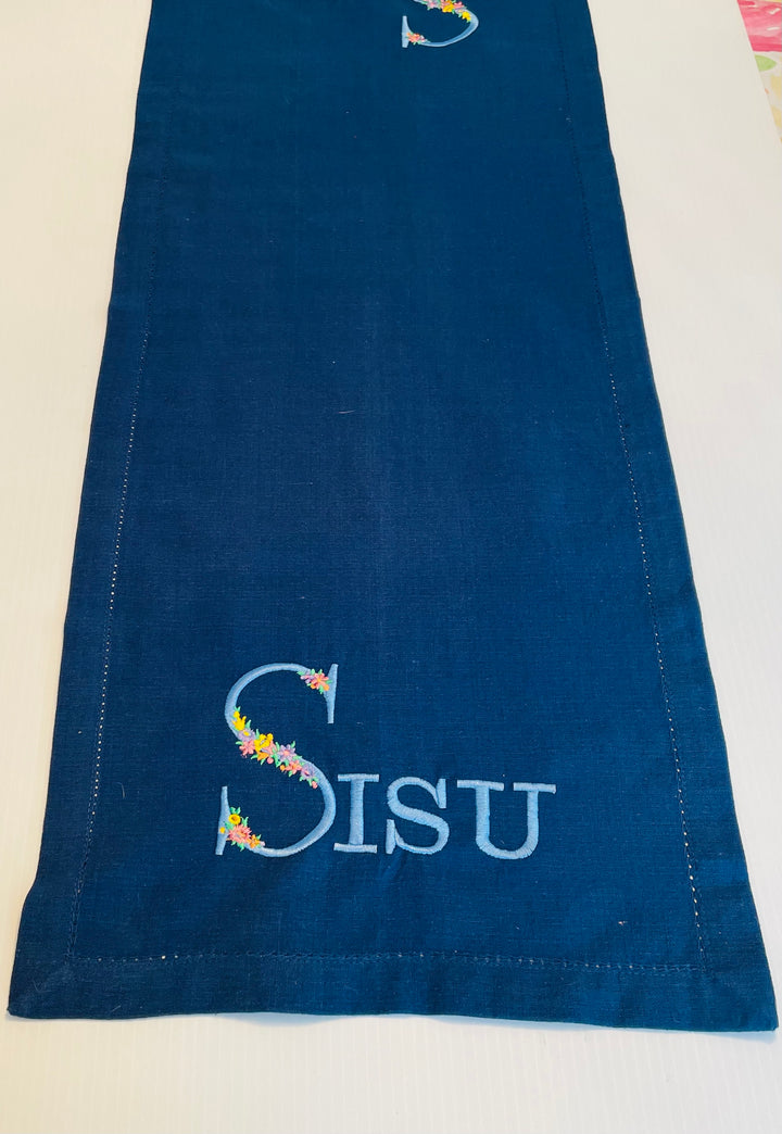 Sisu with Flowers Embroidered on 36" Runner