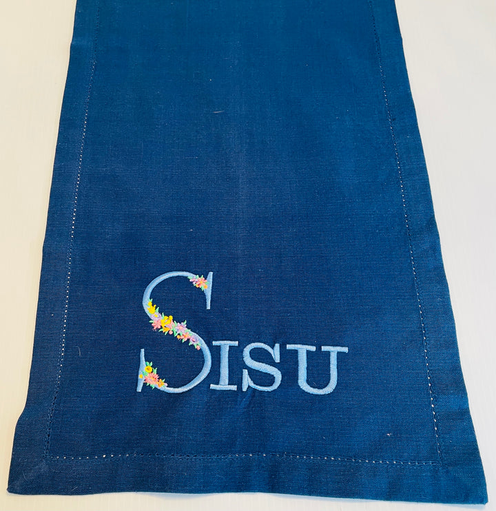 Sisu with Flowers Embroidered on 36" Runner