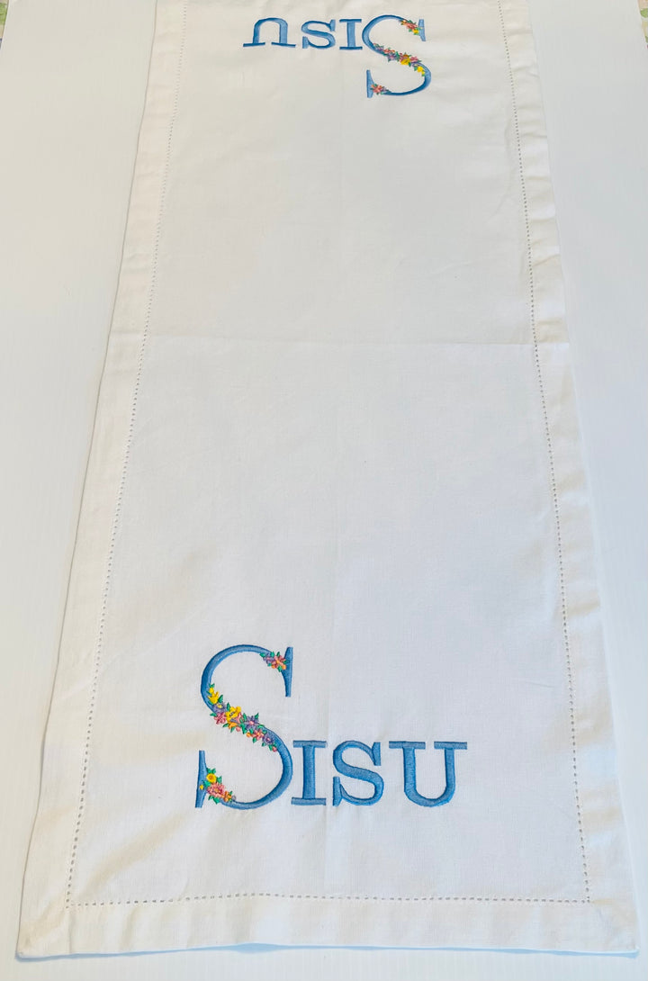 Sisu with Flowers Embroidered on 36" Runner