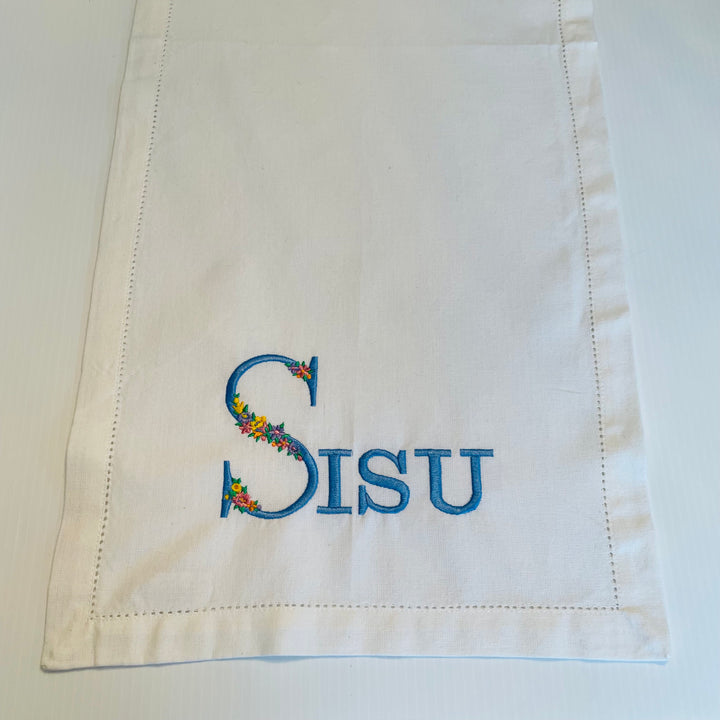 Sisu with Flowers Embroidered on 36" Runner