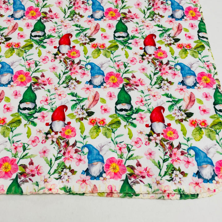 Fleece Baby Blanket - Gnomes & Flowers