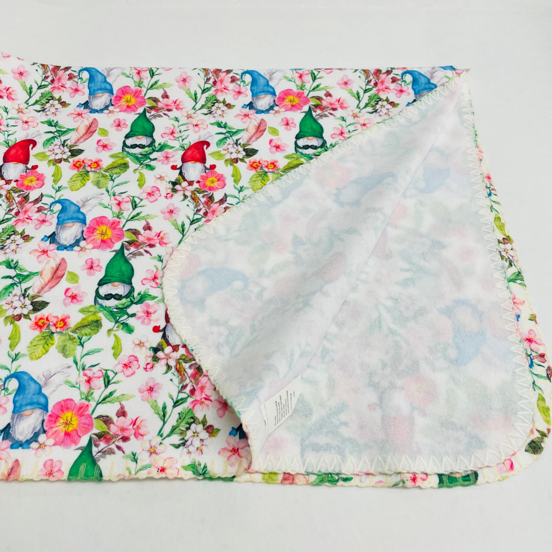 Fleece Baby Blanket - Gnomes & Flowers