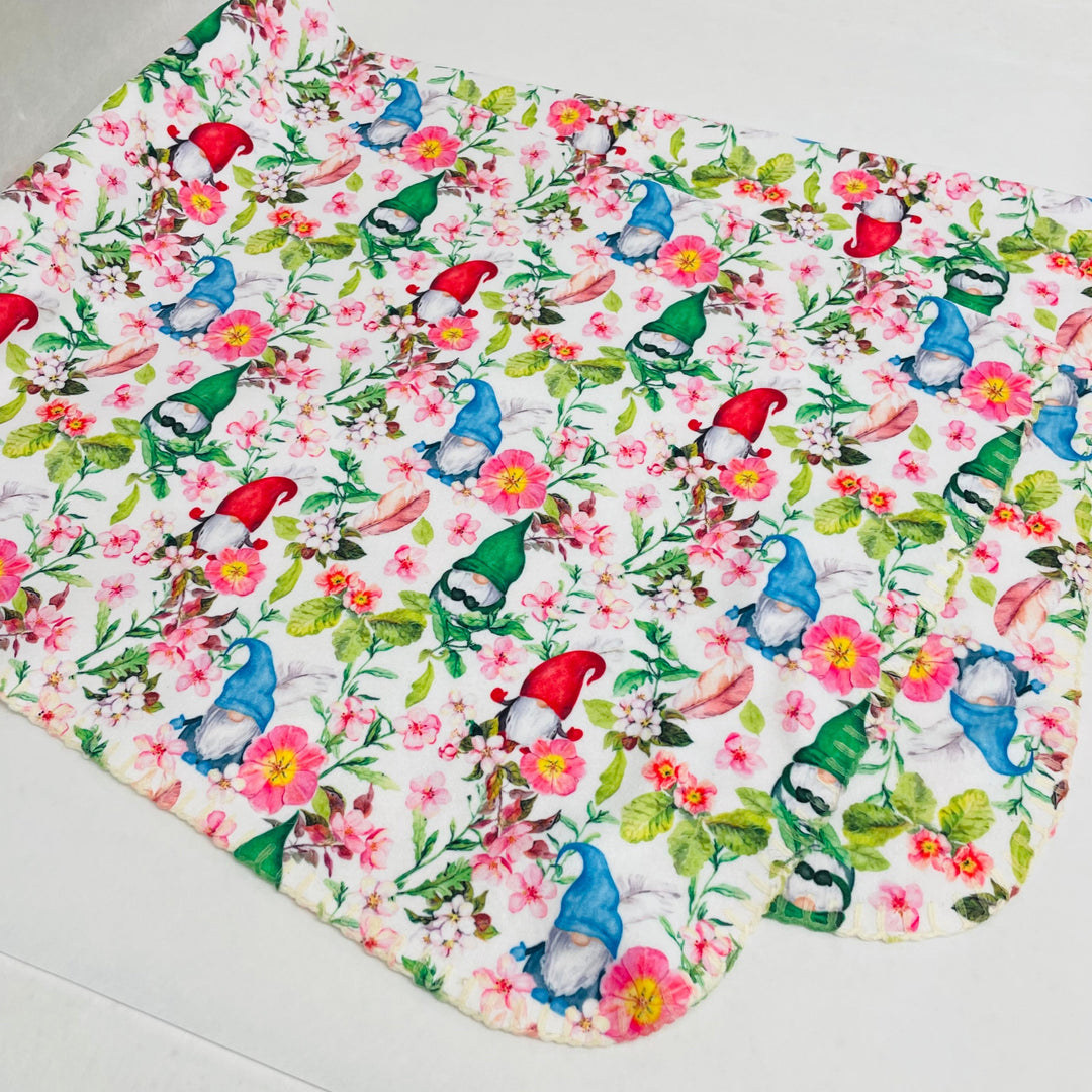 Fleece Baby Blanket - Gnomes & Flowers