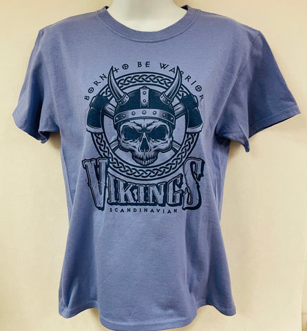 Born to be Warrior Vikings on Periwinkle Blue T-shirt