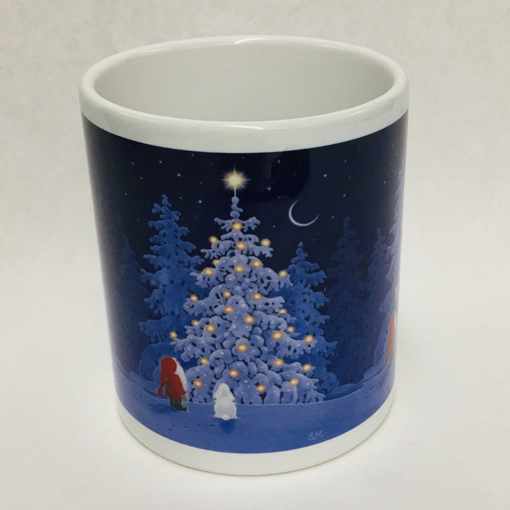 Eva Melhuish Tomte and rabbit at tree coffee mug