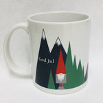 God Jul Gnome in Mountains coffee mug